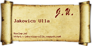 Jakovics Ulla névjegykártya